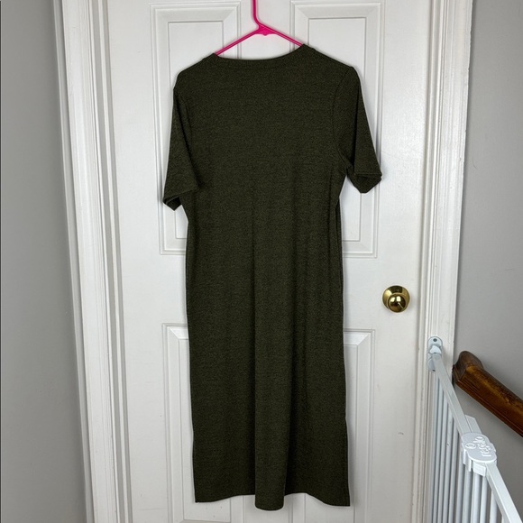Madewell Olive Green Ribbed Pocket Midi Dress - Size M - Picture 9 of 9